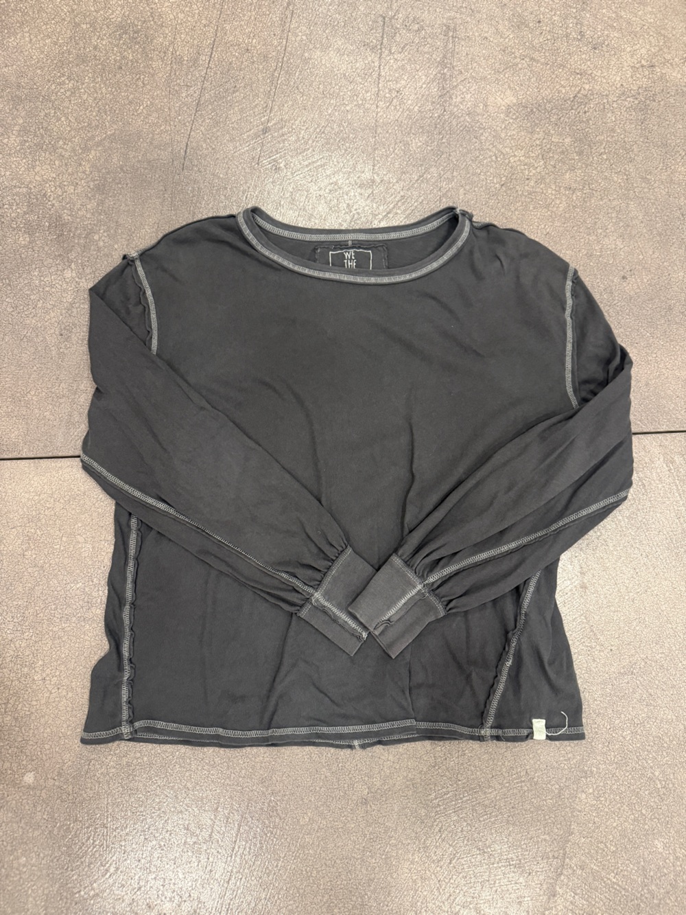 We The Free Black Long Sleeve Tee with Contrast Stitching